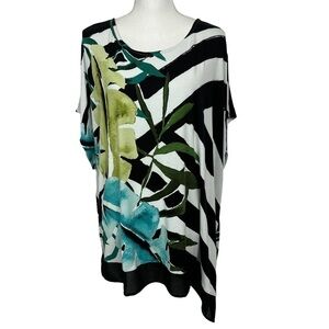 CJ BANKS Women’s Handkerchief Pullover Top Sz 3X Multi Color Stretch Lightweight